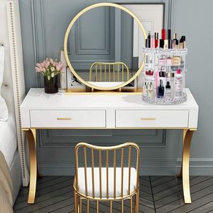 Acryl Make-up Organizer, Cosmetische Opbergruimte, Parfumhouder voor op het werkblad, Badkamer Kaptafel, 360 graden draaibare Make-up Stand voor Beauty Caddy, Huidverzorging, Transparant & Diamantpatroon.