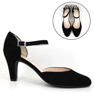 Stravers - Zwarte Pumps met Enkelbandje Maat 42 Grote Maten Elegante Pumps met Hak