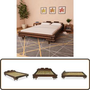 vidaXL Bedframe Bamboe - 140x200 cm - Donkerbruin Bamboebed - Tweepersoonsbed - Donkere Houten Meubels - Slaapkamermeubelen - Bed Frame