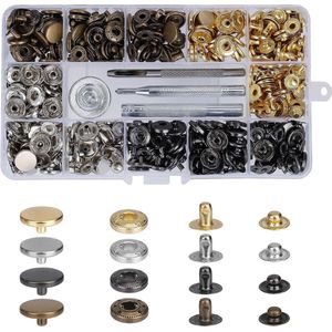 Metalen knopen Snap Kit drukknopen leer drukknopen met 4 instelgereedschappen geschikt voor DIY lederen rugzak hoed 120 stuks (4 kleuren)