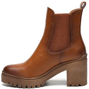 SmileFavorites® Chelsea boots - Camel - Imitatieleer - Maat 41 -