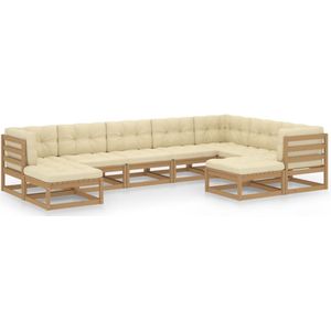 vidaXL 9-delige Loungeset - Grenenhout Honingbruin Loungebank - Tuinstoel - Houten Lounge Set - Buitendecoratie - Tuinset