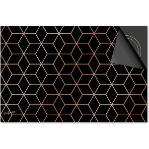Inductie beschermer 76x51,5 - afdekplaat inductie mat - Dietrix Kookplaat beschermer - Base - Hexagon - Kubussen Brons Koper