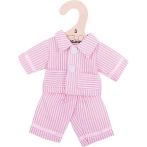 Bigjigs - Pyjama voor pop - Roze/wit gestreept - 30cm