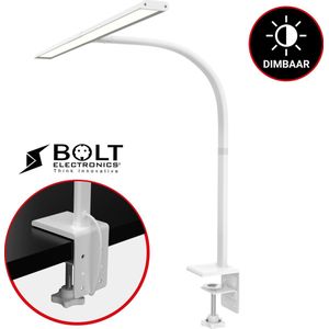 Bolt Electronics®LED Bureaulamp met Klem – Duurzame Monitor Lamp – Leeslamp met Dimfunctie – Zilver