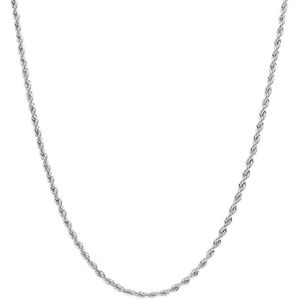 Lucardi Dames Stalen ketting koord 2,5mm - Ketting - Staal - Zilver - 50 cm