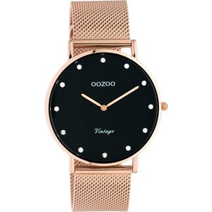 OOZOO Vintage series - rosé goudkleurige horloge met rosé goudkleurige metalen mesh armband - C20239 - Ø40