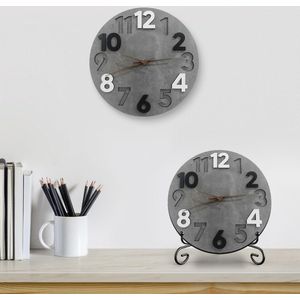 KunpengZen Wandklok zonder tikkend geluid 30cm – Moderne keukenklok van hout, 3D wandklok woonkamer stil voor slaapkamer en kantoor (grijs)