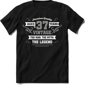 37 Jaar Legend T-Shirt | Zilver - Wit | Grappig Verjaardag en Feest Cadeau | Dames - Heren - Unisex | Kleding Kado | - Zwart - XXL