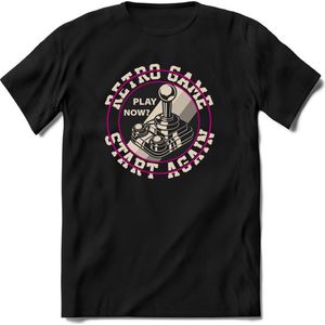 Retro game | Gaming kado T-Shirt heren - dames | Wit-Roze | Perfect game pc cadeau shirt | Grappige console spreuken - zinnen - teksten Maat XXL