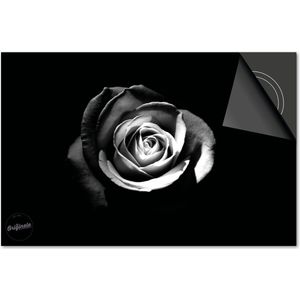 Inductie Beschermer Zwart Roos print Exclusief 77x51 cm