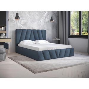 PASCAL MORABITO Bed met opbergruimte 140 x 190 cm - Fluweel - Blauw - LIDAMA van Pascal Morabito L 153 cm x H 104 cm x D 200 cm