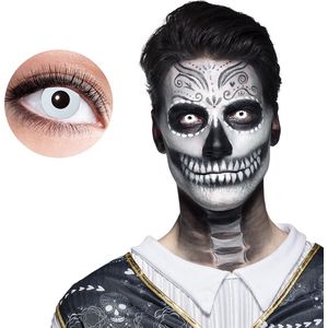 Boland - Maandlenzen UV flash wit Wit - Volwassenen - Halloween en Horror - Halloween contactlenzen - Horror