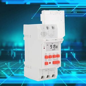 LCD Tijdschakelaar 35mm voor DIN-rail, 16 Programma's per Dag, Geschikt voor Huishoudelijk Gebruik, Programmeerbaar 24/7