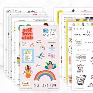 SuccesPlanner Empowermentstickerset - voor jouw planner, agenda of bullet journal - zelfliefde en girl power - 12 vellen in een bedrukte envelop