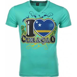 T-shirt I Love Curacao - Groen