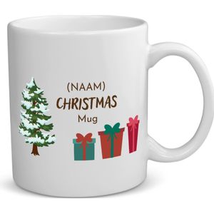 Akyol - kerst mok kerstboom met cadeautjes met eigen naam koffiemok - theemok - Kerstmis - kerst beker - winter mok - kerst mokken - christmas mug - kerst cadeau - 350 ML inhoud
