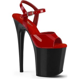 Pleaser - FLAMINGO-809 Sandaal met enkelband, Paaldans schoenen - US 8 - 38 Shoes - Rood/Zwart