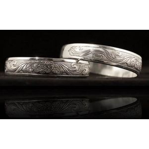 Tribal Lotus Design Miao zilverkleurige armband - 1 cm - L