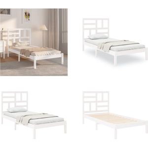 vidaXL Bedframe massief hout wit 100x200 cm - Bedframe - Bedframes - Bed - Bedbodem