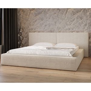 Bed 06 - Gestoffeerd tweepersoonsbed met bouclé overtrek - 160x200 cm - Elegant en comfortabel - Crème (Anthology 20)