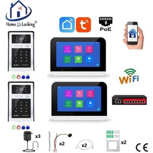 Smart WIFI deur intercom touchscreen met bediening via Smart Life APP werkt met Alexa en Google spraaksturing. T-2303-2-2