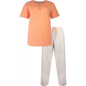 Tenderness Dames Pyjama - Katoen - Polo Sluiting - Oranje - Maat XL