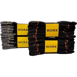 Work werksokken 20 paar zwart grijs en zwart oranje maat 39/42