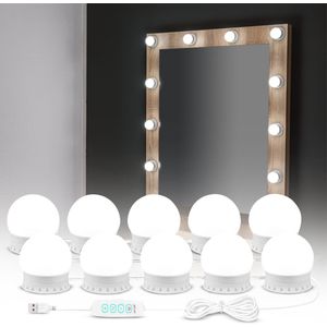 ROBBE - Hollywood spiegellampen - spiegelverlichting - make up spiegellamp - 10 dimbare LED lampen - 3 lichtstanden