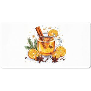 Muismat XXL - Bureau onderlegger - Bureau mat - Warm - Thee - Oranje - Kaneel - 90x45 cm - XXL muismat