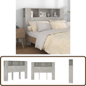 vidaXL Hoofdbordkast Betongrijs 140x18,5x104,5 cm Hoofd Bordkast - Hoofdkast - Wand Headboard - Beton Grijs - Houten Headboard