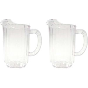 Kunststof water karaf/schenkkan van 1,4 Liter - 2x - Sapkannen/waterkannen