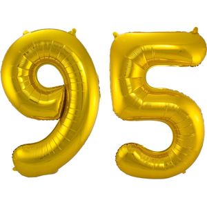 Folat Folie ballonnen - 95 jaar cijfer - goud - 86 cm - leeftijd feestartikelen