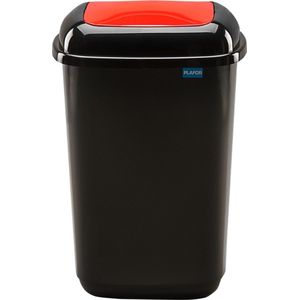 Plafor Quatro Bin, Prullenbak voor afvalscheiding - 45L – Rood/Zwart - Afvalbak voor gemakkelijk Afval Scheiden en Recycling - Afvalemmer - Vuilnisbak voor Huishouden, Keuken en Kantoor - Afvalbakken - Recyclen