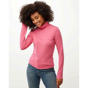 Basic Lange Mouwen Turtle Neck Tee Dames - Roze - Maat XS