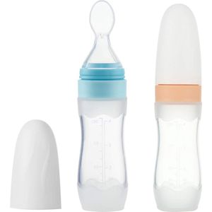 Set van 2 siliconen babyvoedingsdispenserlepels | 100 ml zuigelingenvrucht Squeeze-Feeder | reisvriendelijk kinderen peuters jongens meisjes