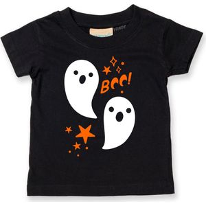 T-shirt kinderen Halloween Boo Spookjes | Halloween kostuum kind dames heren | verkleedkleren meisje jongen | Zwart | maat 80