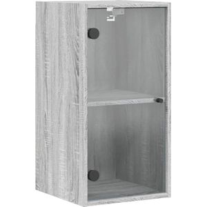 vidaXL - Wandkast - met - glazen - deuren - 35x37x68,5 - cm - grijs - sonoma - eiken