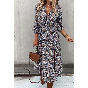 Lange trendy jurk met bloemen - vrouwen - one size(36/40)