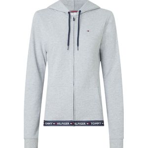 Tommy Hilfiger dames Authentic hoodie - sweatvest met capuchon - middeldik - grijs melange - Maat: M