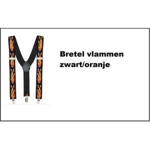 Bretel vlammen zwart/oranje - Fire bretel Themafeest festival party vlam vuur fun bretels