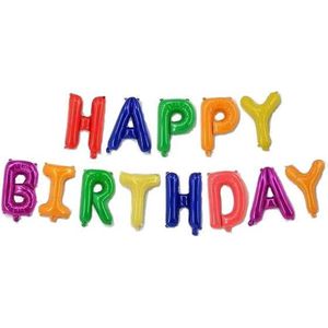 Happy Birthday Ballonnen -Kleur - 40cm p.s. - Folie Ballon - Thema Verjaardag - Feest - Ballonnen set - Slinger - Versiering - Helium ballon