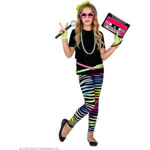 Widmann - Jaren 80 & 90 Kostuum - 80s Legging Melanie Neon Meerkleurig Meisje - Multicolor - Maat 158 - Carnavalskleding - Verkleedkleding
