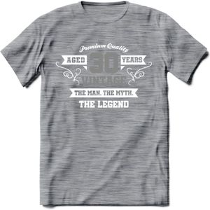 30 Jaar Legend T-Shirt | Zilver - Wit | Grappig Verjaardag en Feest Cadeau | Dames - Heren - Unisex | Kleding Kado | - Donker Grijs - Gemaleerd - XXL