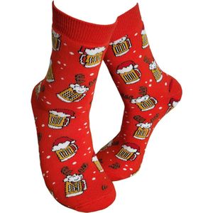 Kerstsokken - Grappige sokken - Kerst Bier sokken - Gewei - Leuke sokken - Vrolijke sokken - Kerstcadeau - Luckyday Socks - Warme sokken - Kerst Cadeau sokken - Socks waar je Happy van wordt - Maat 37-44