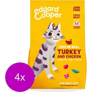 Edgard&Cooper Adult Kalkoen&Kip - Kattenvoer - 4 x 2 kg