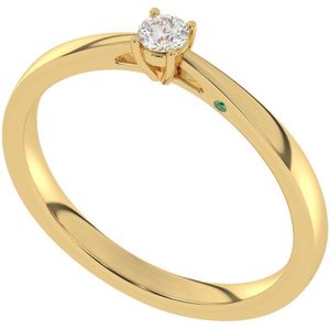 Diamo Diamonds 9-DD001-YG-10-52 Gouden Ring met Diamant - Dames - Lab Grown Diamonds - 0,10ct - Recycled Goud - 14 Karaat - Maat 52 - Solitair - Geelgoud