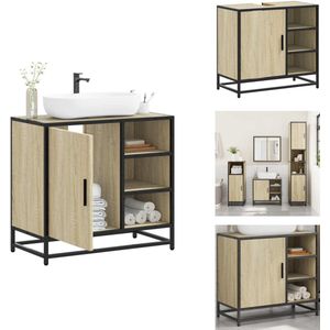 vidaXL Badkamer Wastafel Kast - Badkamer Wastafel Kasten - Badkamer Wastafel Kast - Badkamer Ijdelheid - Wastafelkast 65x33x60 cm bewerkt hout sonoma eikenkleurig