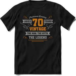 70 Jaar Legend T-Shirt | Goud - Zilver | Grappig Verjaardag Cadeau | Dames - Heren | - Zwart - 3XL