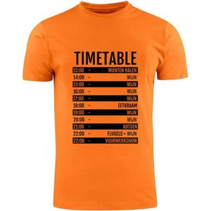Timetable Festival wijn Oranje T-shirt - feest - party - kermis - wijn - shirt - unisex